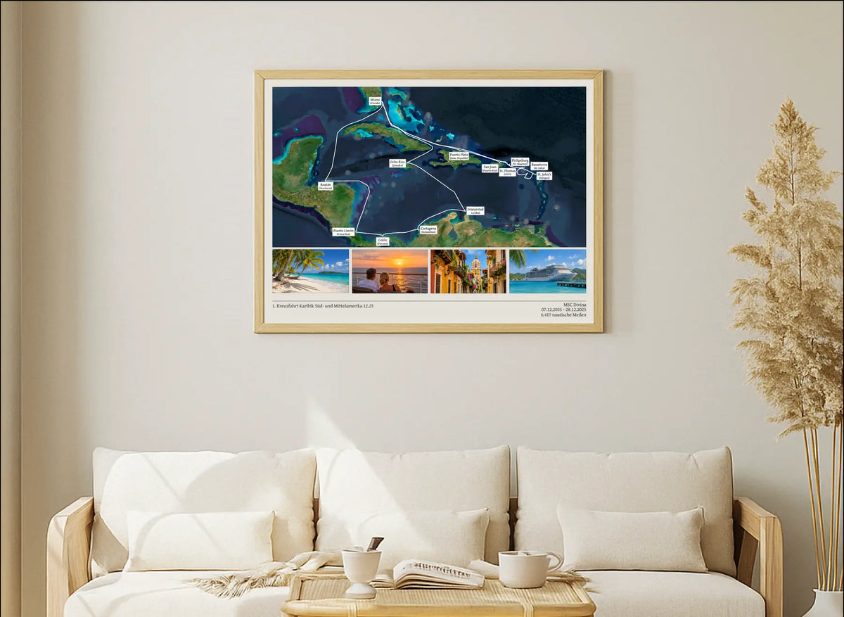Foto-Routenposter deiner Kreuzfahrt - die perfekte Erinnerung